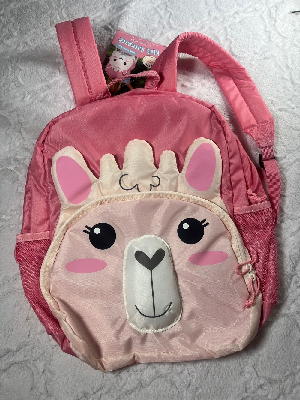 Pink Llama Kids Backpack - Cute Animal Face School Bag